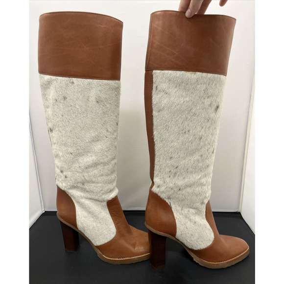 Michael Kors Collection Leather & Sheared Calf Heeled Boots Size 8 FS BnftsChrty - Picture 9 of 14